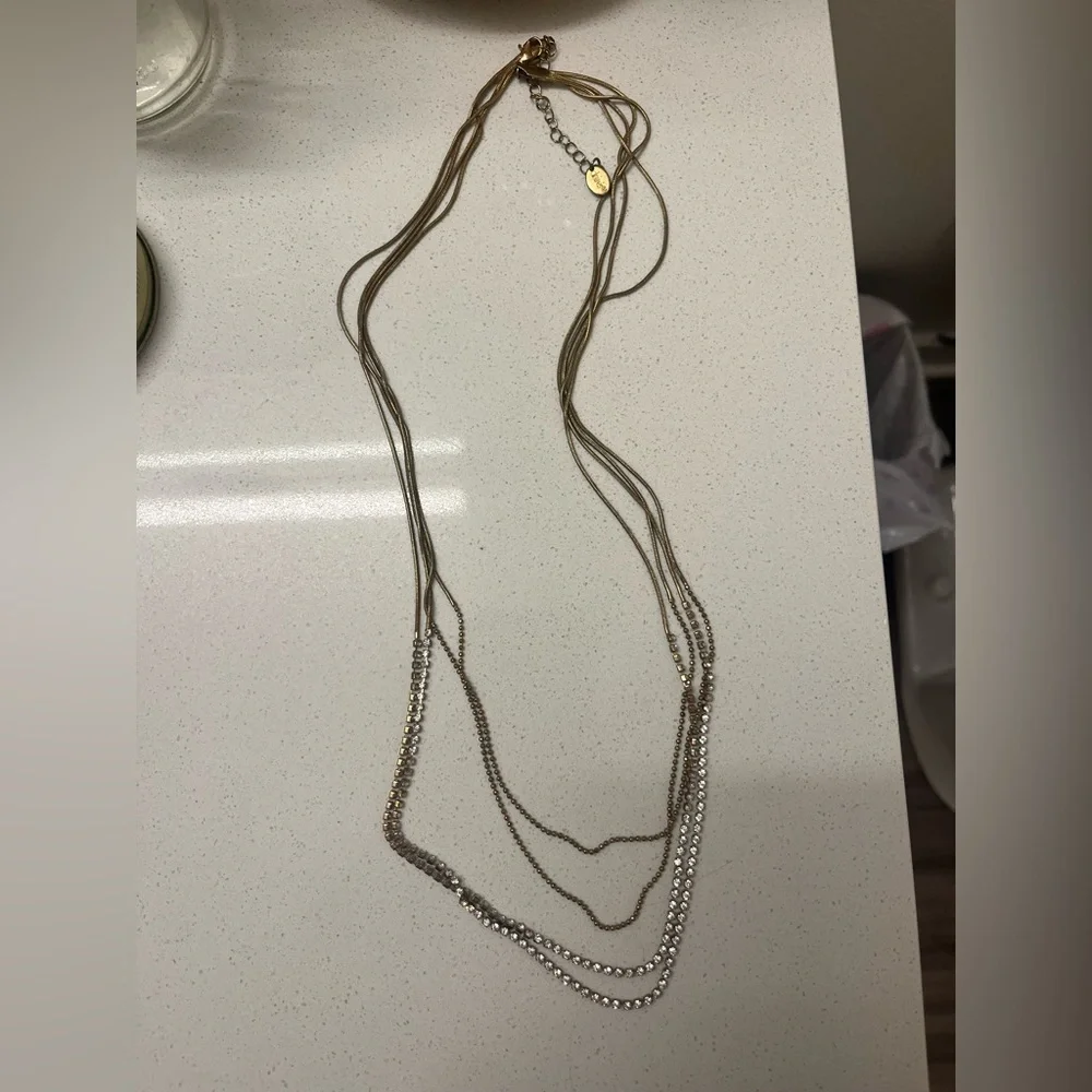 Talbots Layered Gold-Tone Multi Strand Necklace Set - Picture 4 of 4
